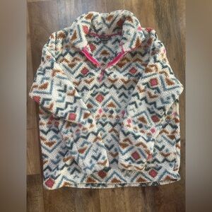 Eddie Bauer Multicolor Geometric Fleece Pullover